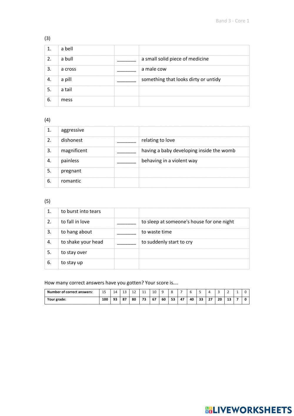 Band 3 (Core 1) - Unit 33 - Test