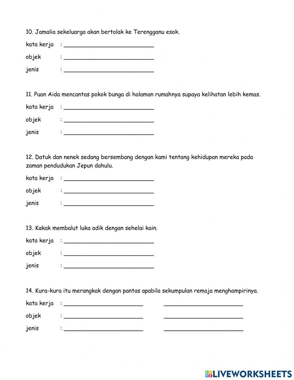 Latihan Jenis Kata Kerja