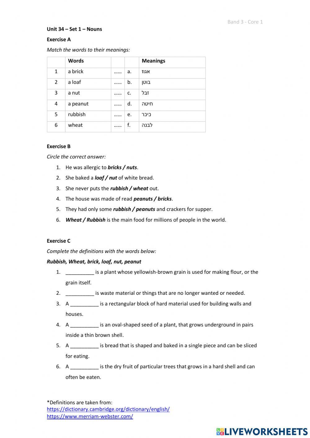 Band 3 (Core 1) - Unit 34 - Set 1