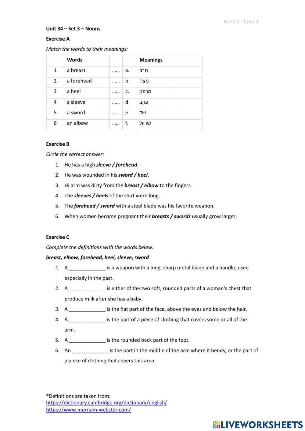 Band 3 (Core 1) - Unit 34 - Set 3