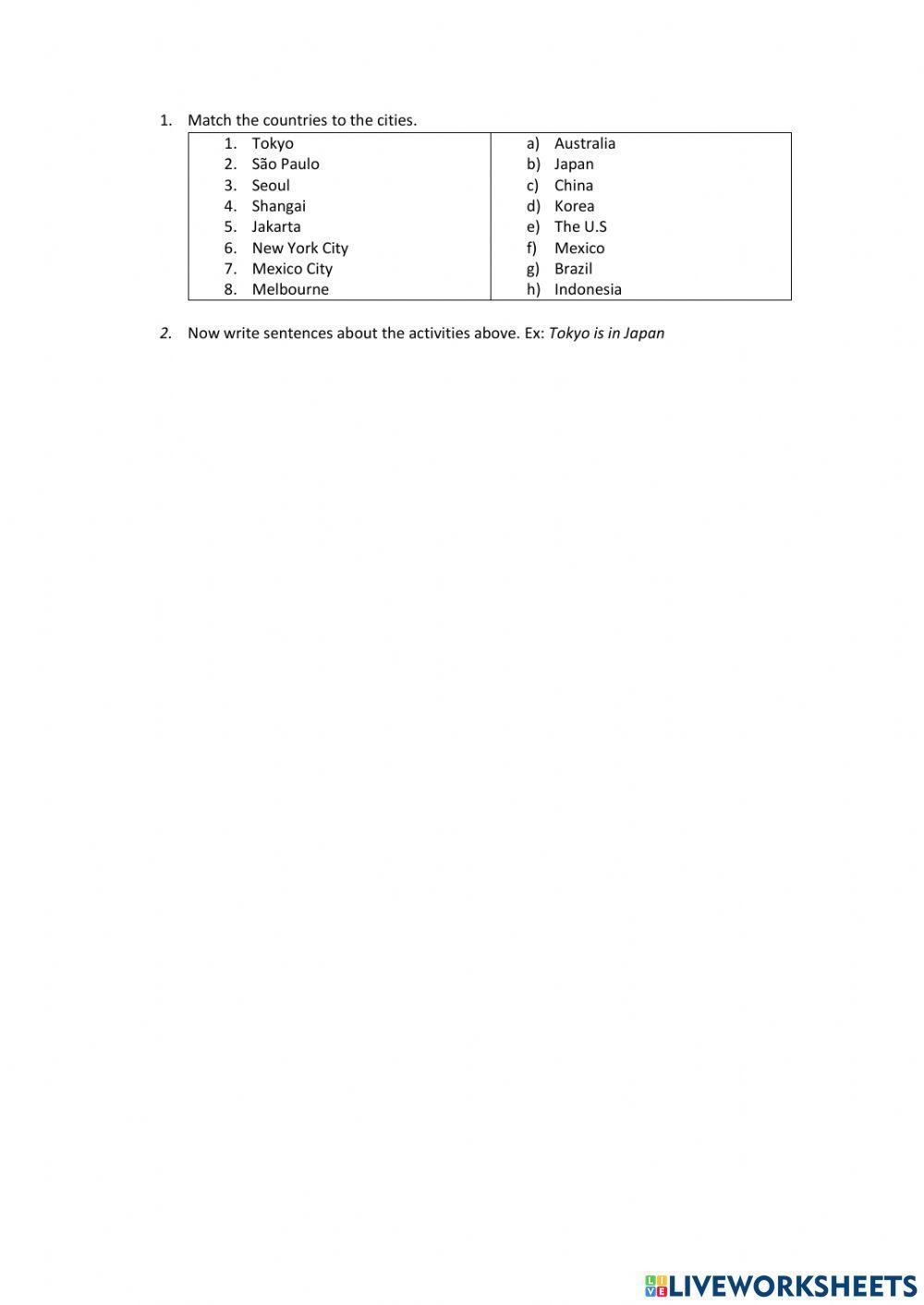 Countries and Cities