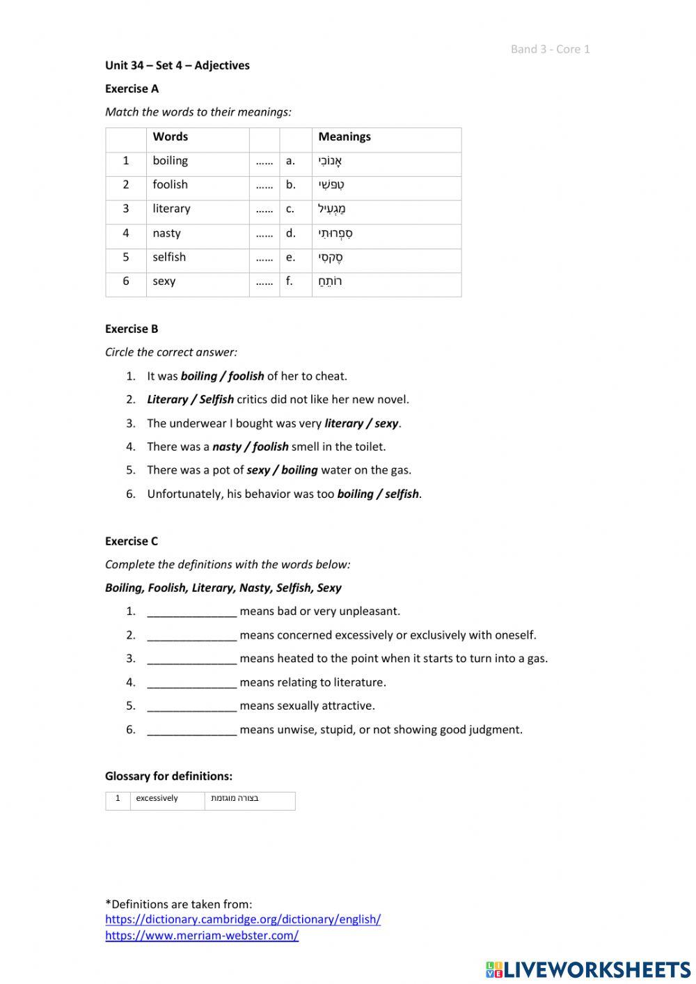 Band 3 (Core 1) - Unit 34 - Set 4