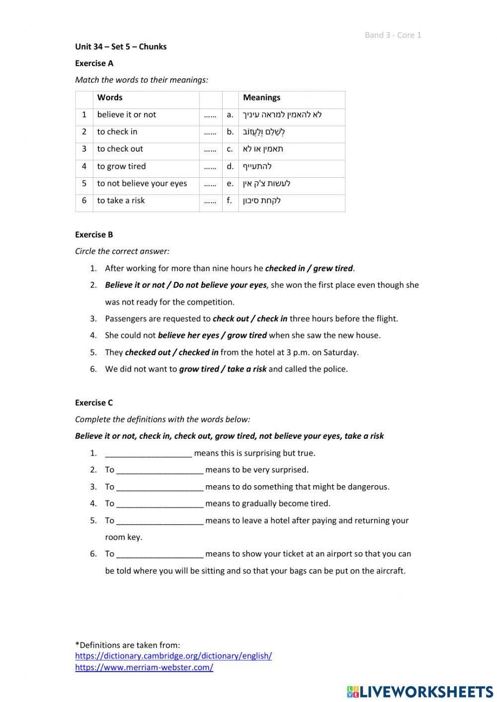 Band 3 (Core 1) - Unit 34 - Set 5