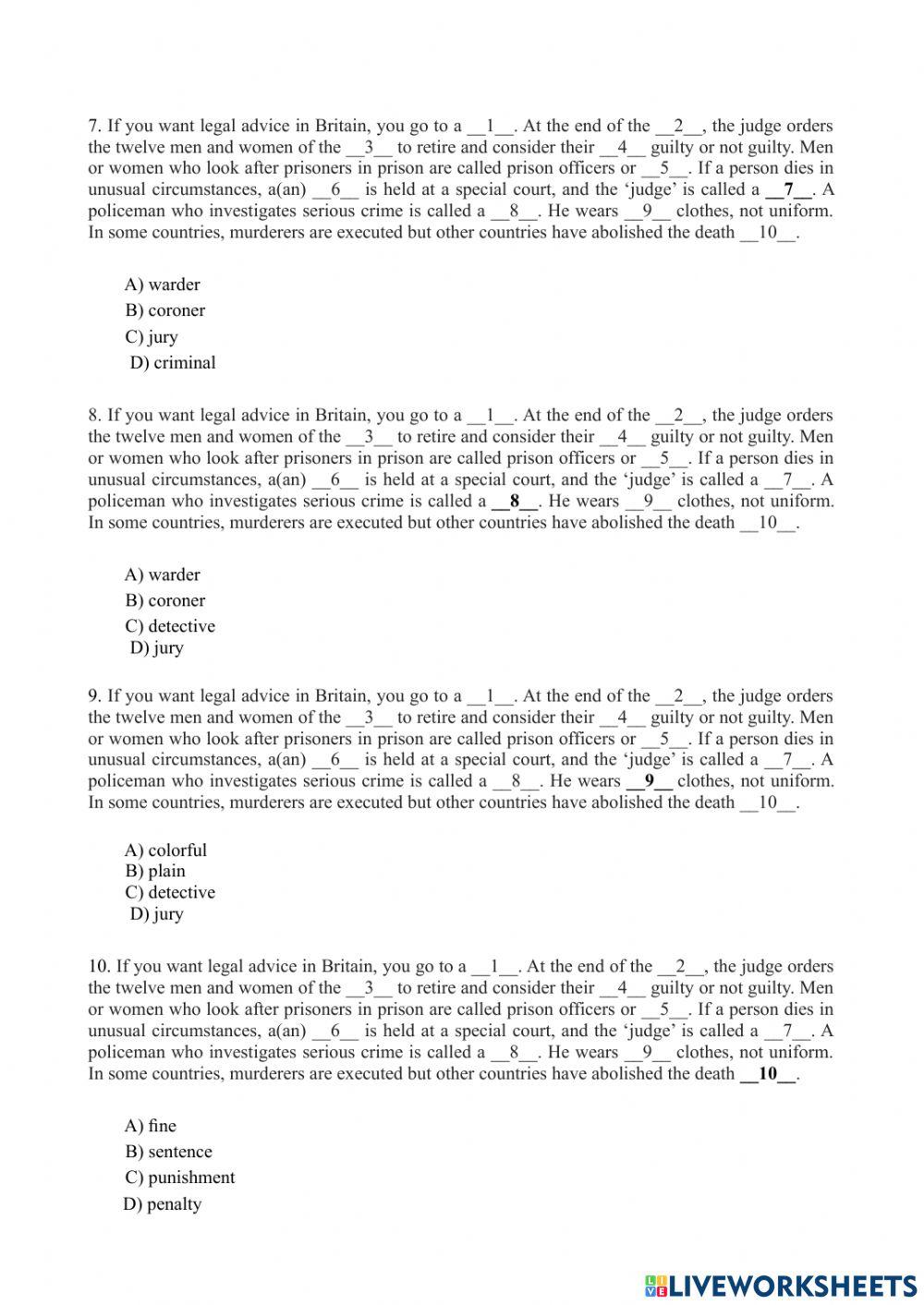 Law and Punishment Test
