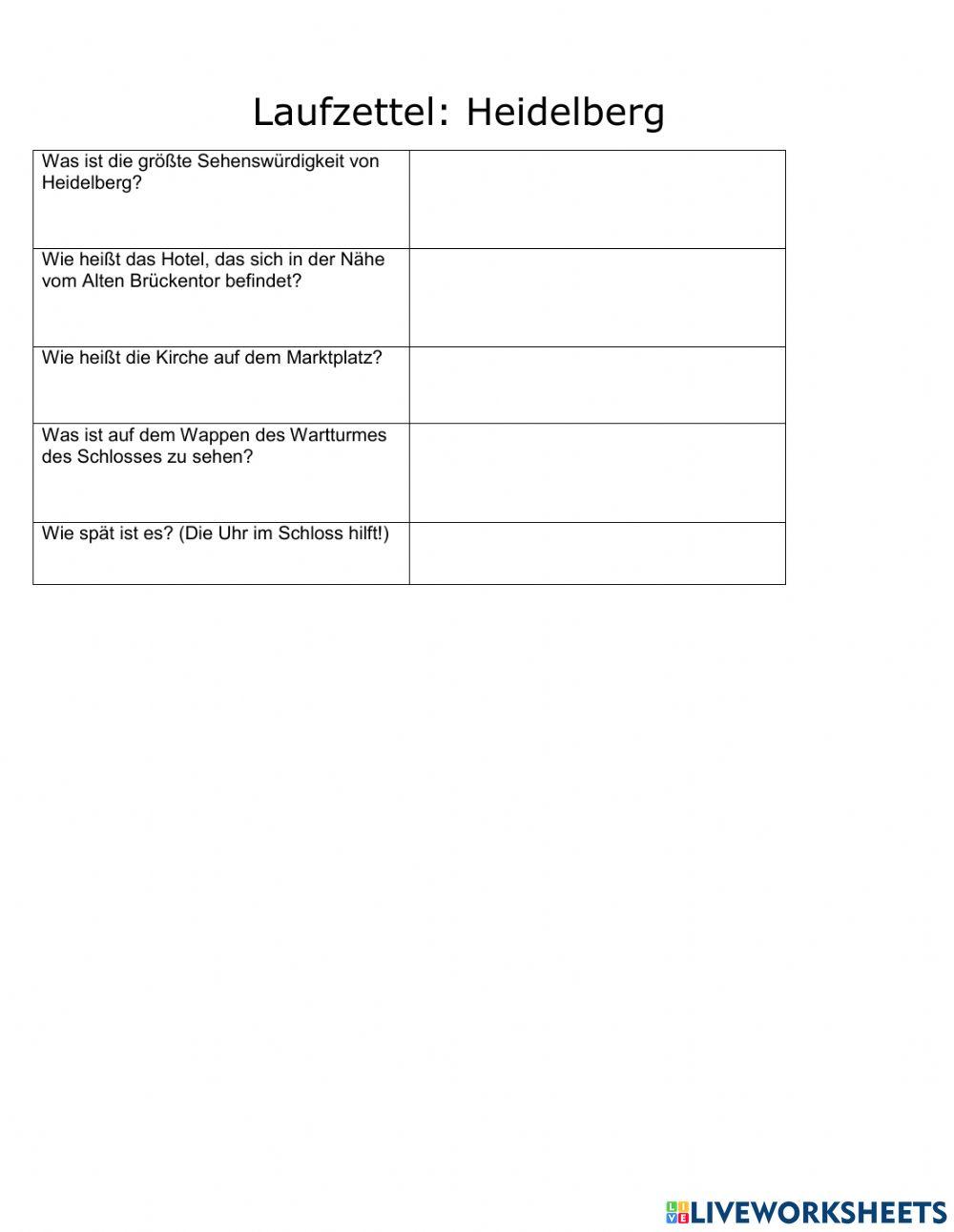 Laufzettel Heidelberg