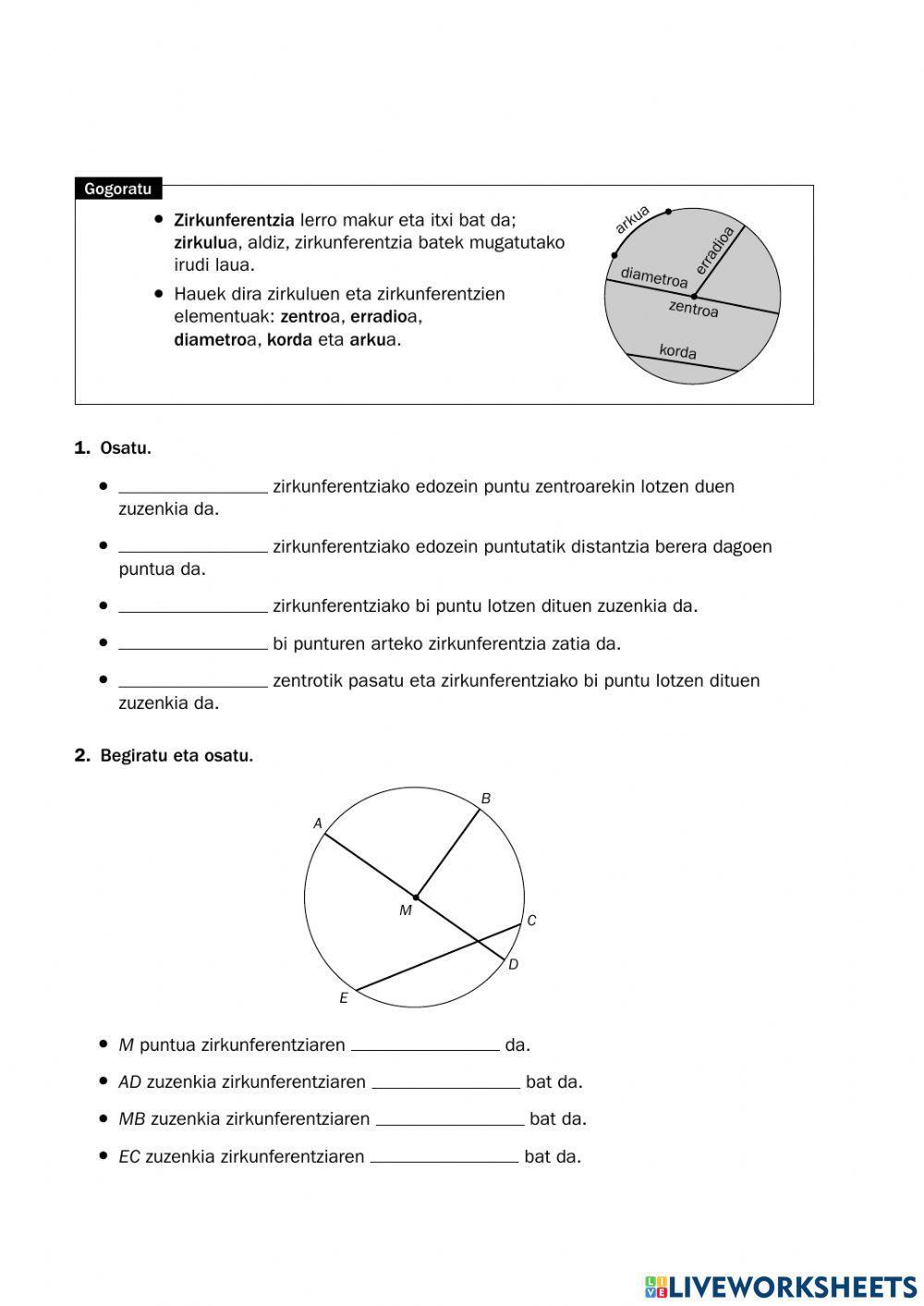 Zirkunferentzia eta zirkulua