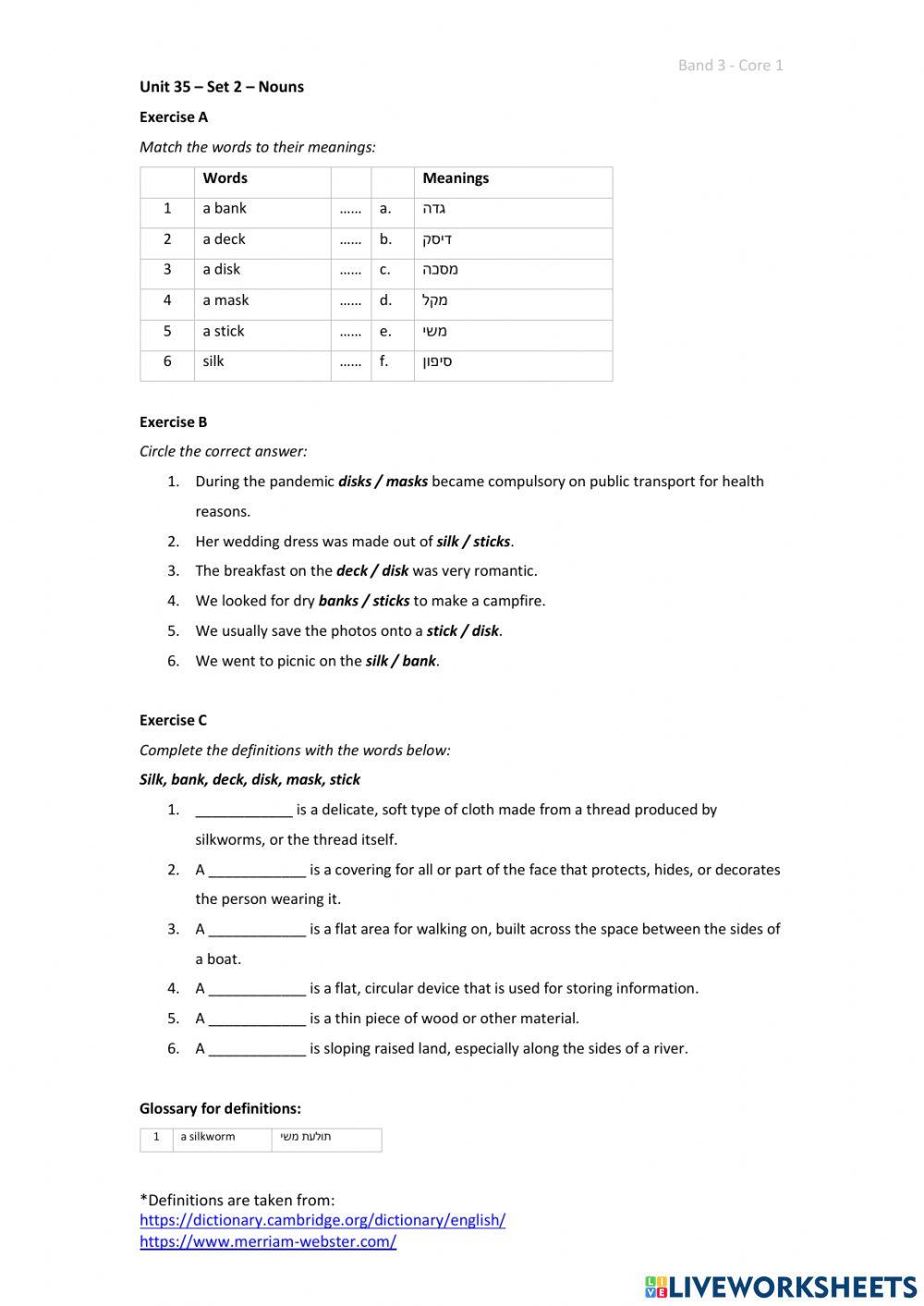 Band 3 (Core 1) - Unit 35 - Set 2