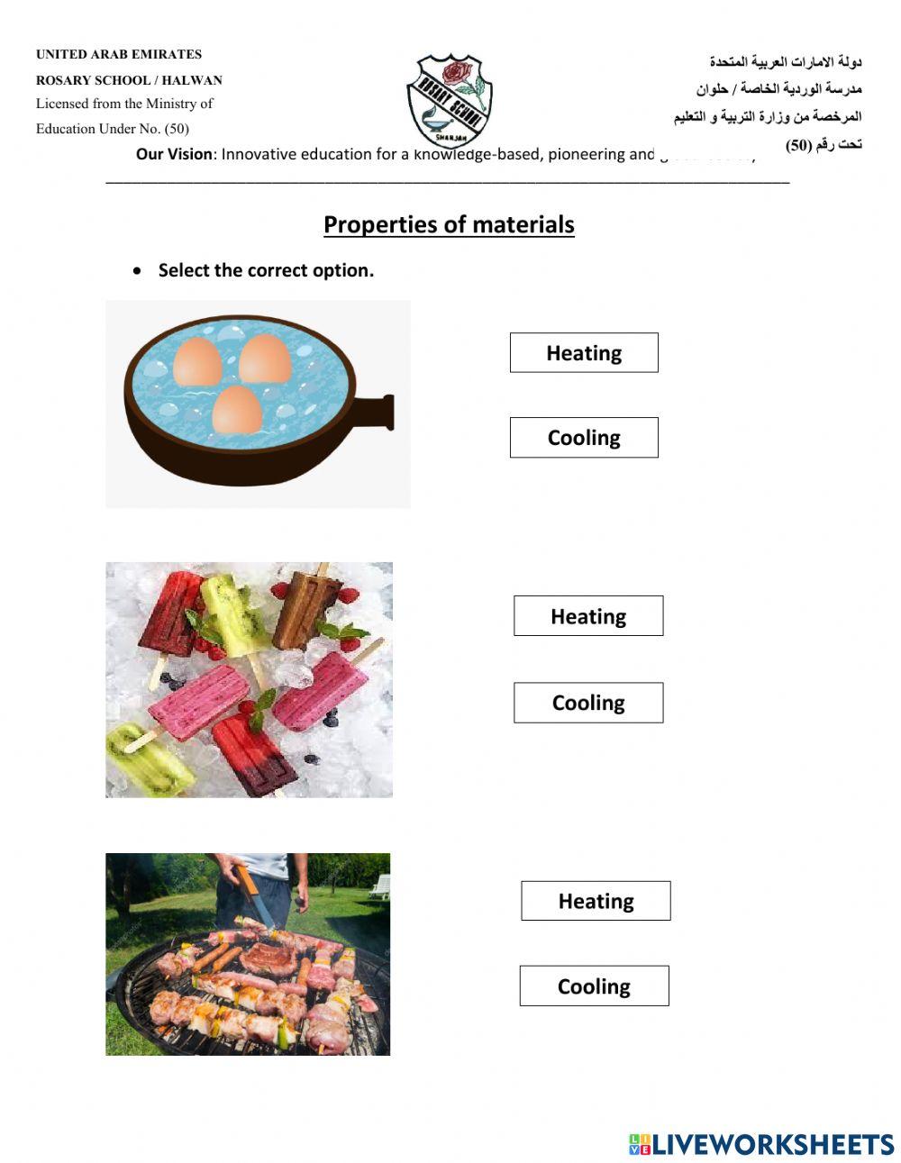 Heating and cooling online exercise for | Live Worksheets