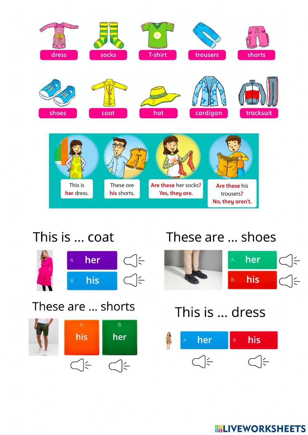 His her interactive worksheet for 1 | Live Worksheets