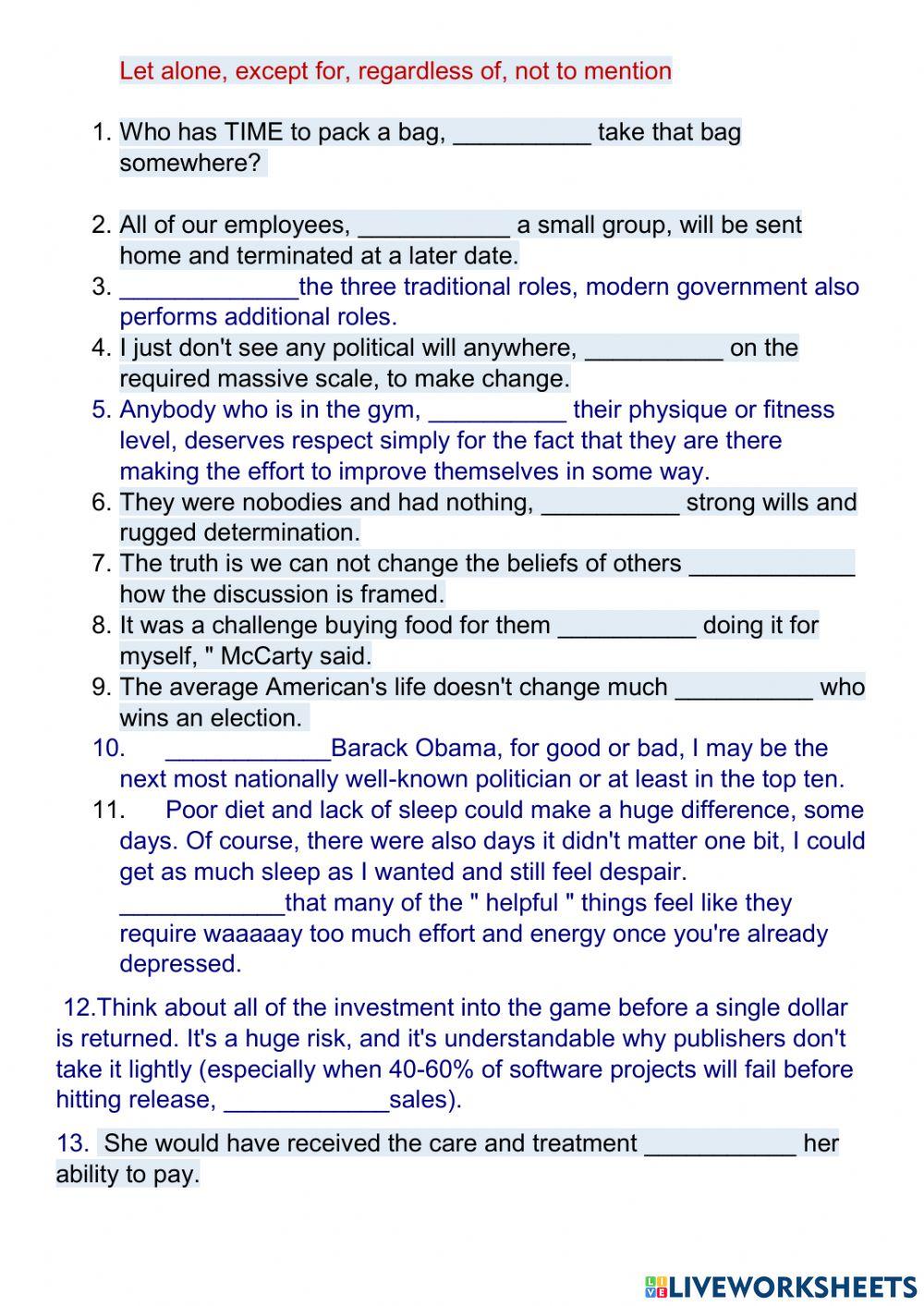 Linking devices prepositions