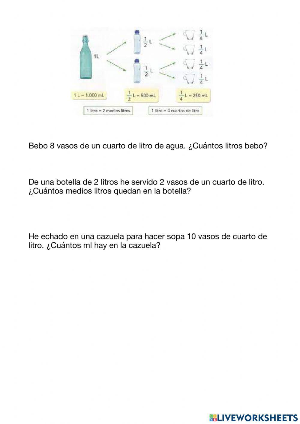 Medio kilo y cuarto kilo. Medio litro y cuarto kilo