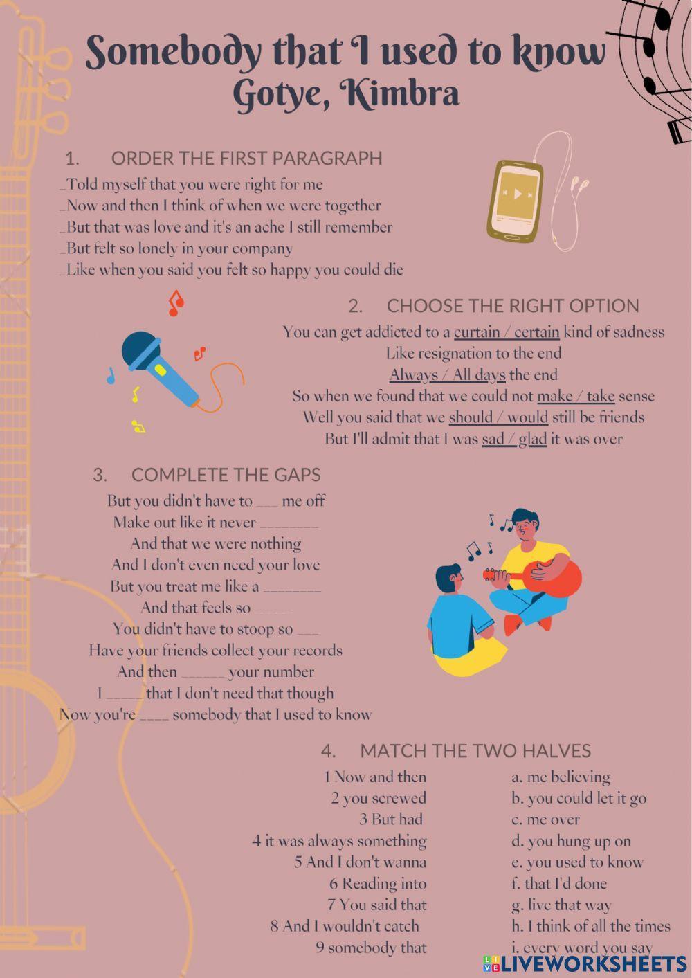 SONG Somebody that I used to know - Gotye, Kimbra