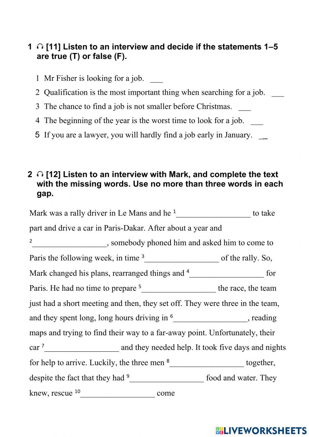 Oxford Exam Trainers B1 unit 5 Listening test