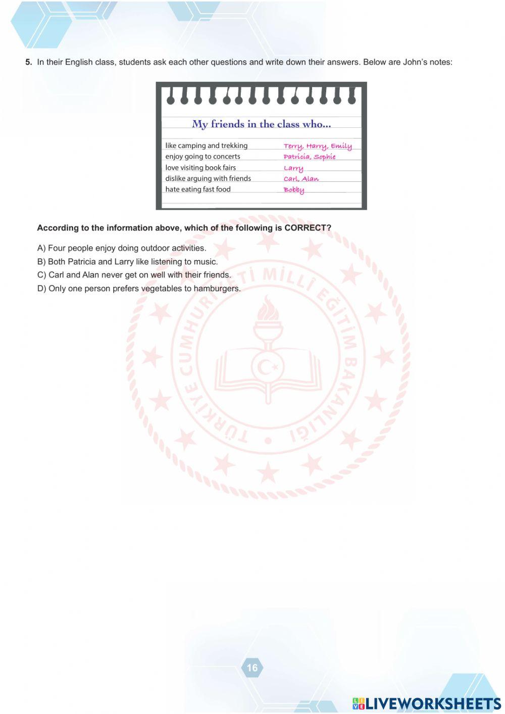 Ekim-Kasım-Aralık Örnek Sorular