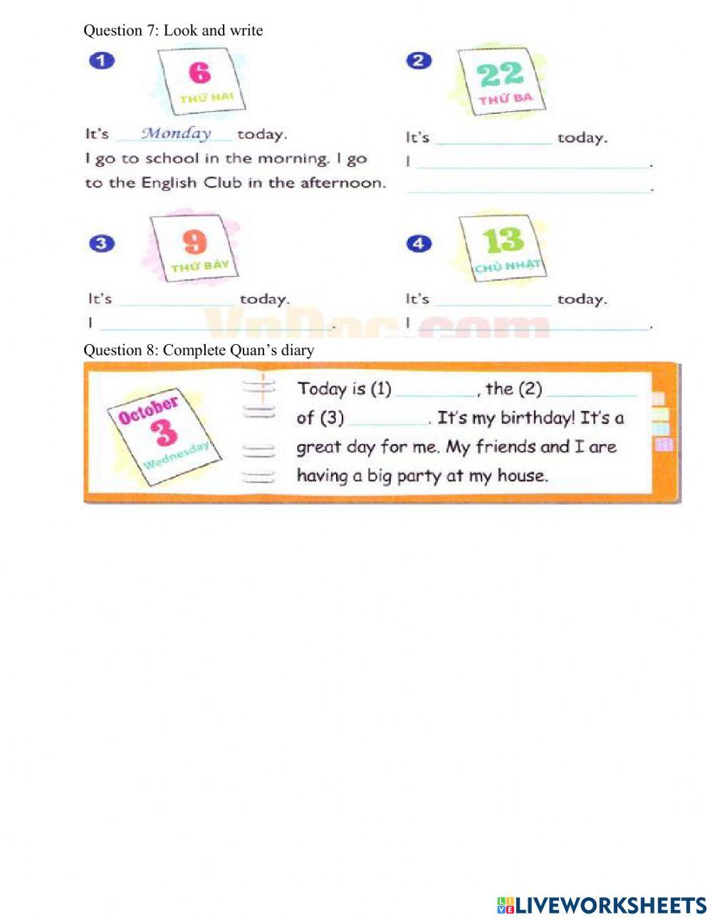 E4 unit 3: what day is it today?