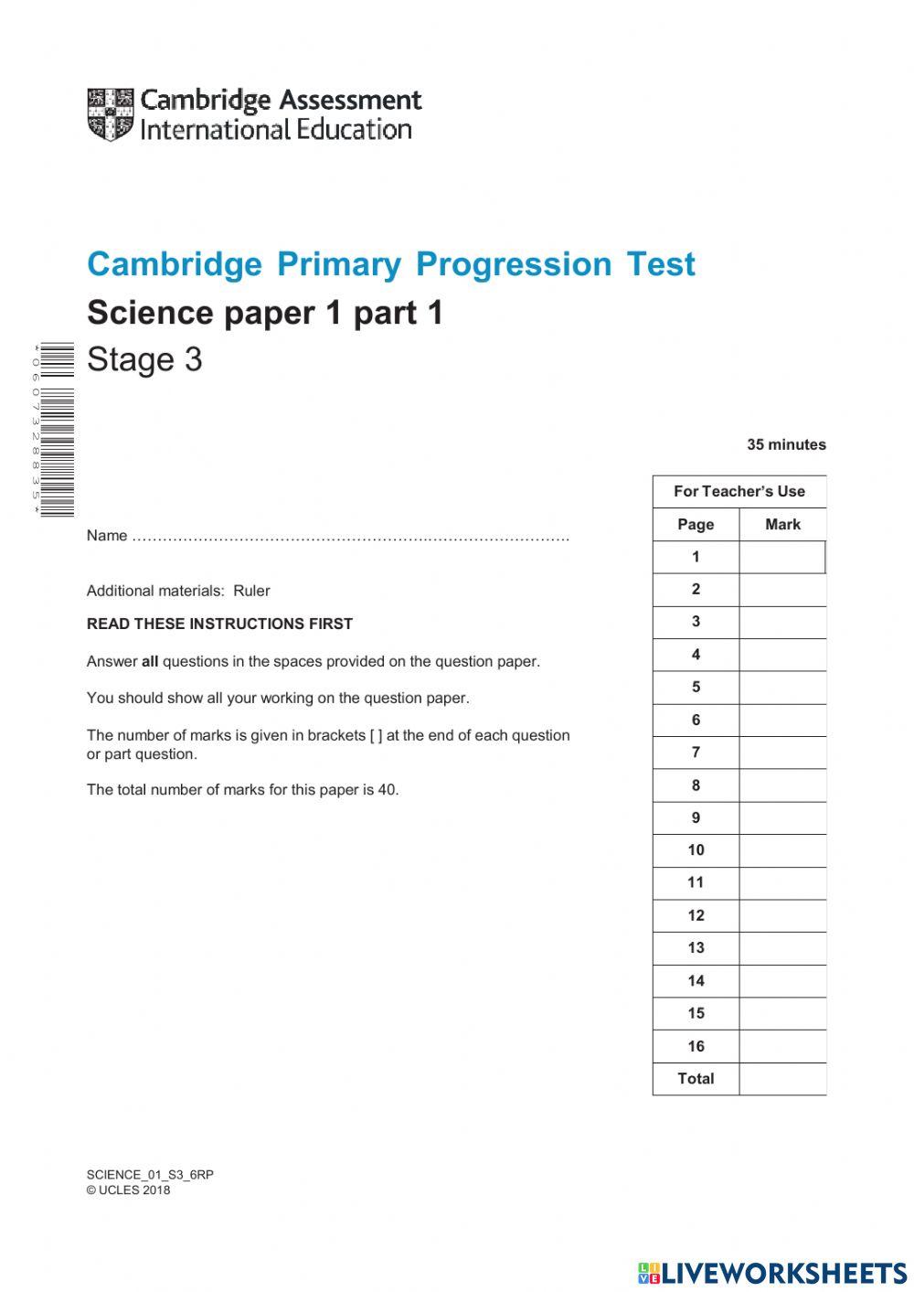 Cambridge Primary Progression Test Pdf 2023