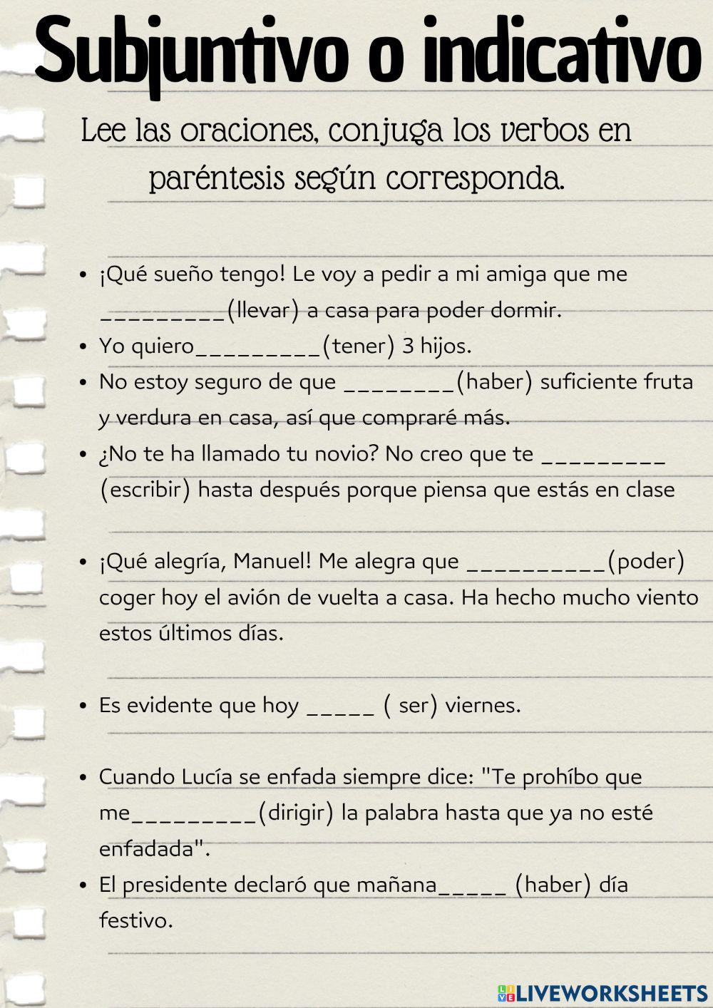 Subjuntivo o indicativo