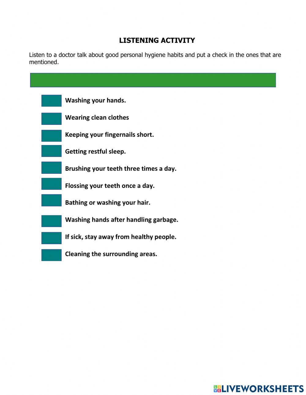 Listening: Hygiene habits