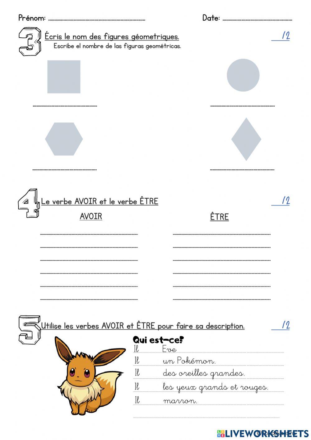 Révision. Couleurs, figures géometriques et verbes avoir et être