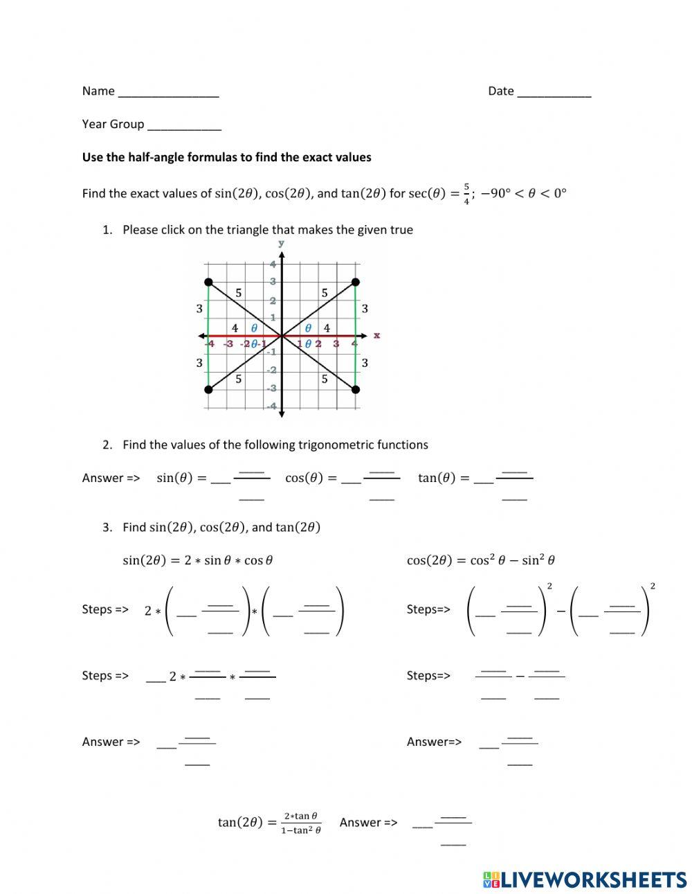 Trigonometry - Double Angle Formulas