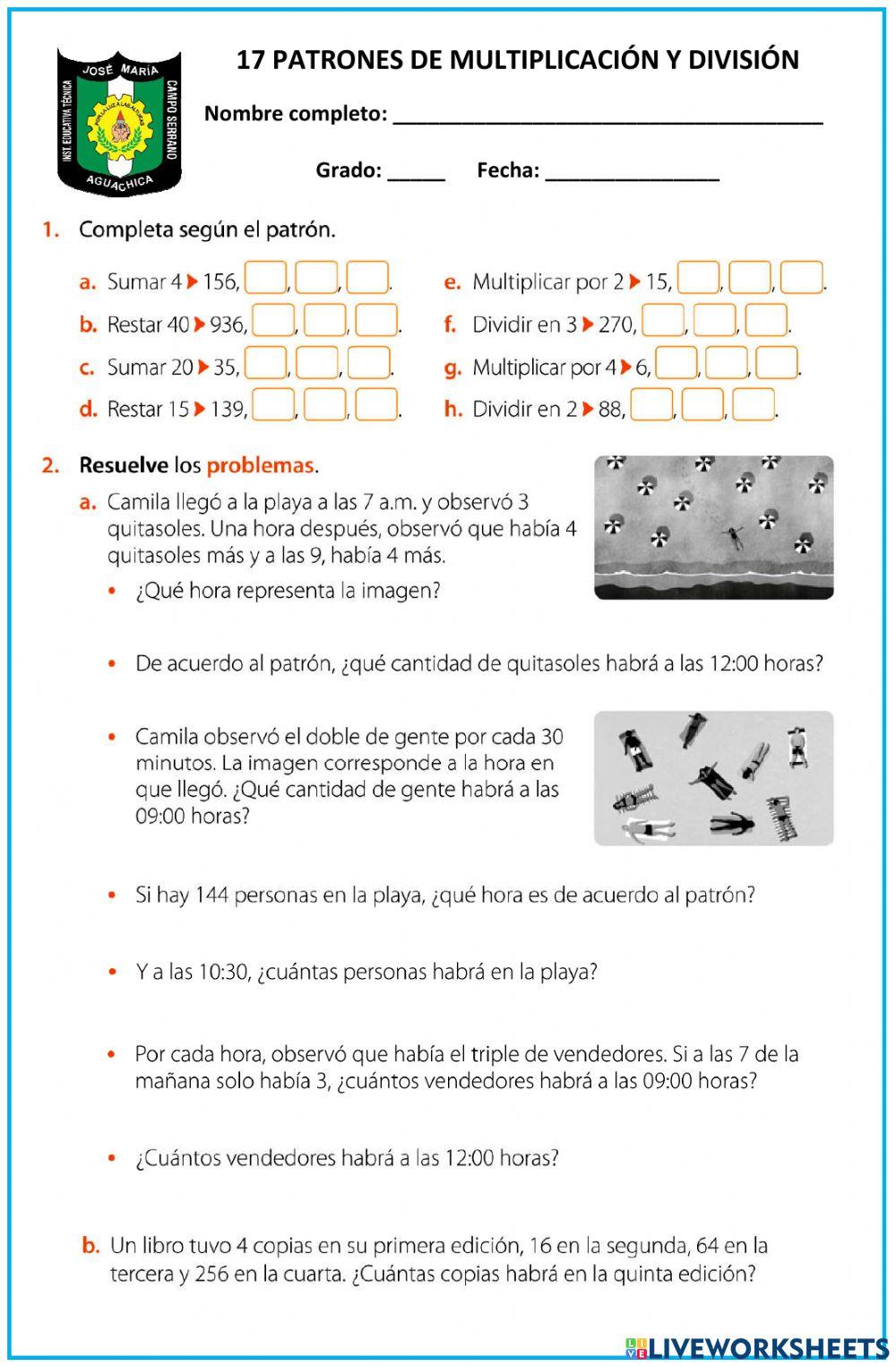 17 patrones de multiplicación