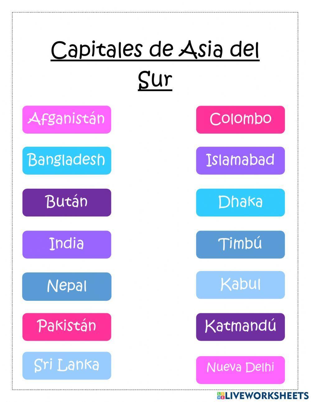 Capitales de asia sur