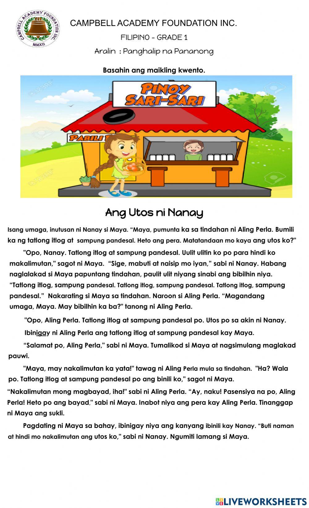 Filipino Short Story Tagalog With Pictures