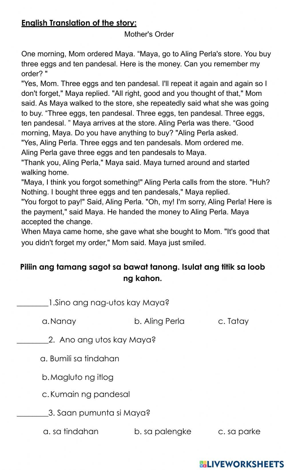 Maikling kwento grade 3