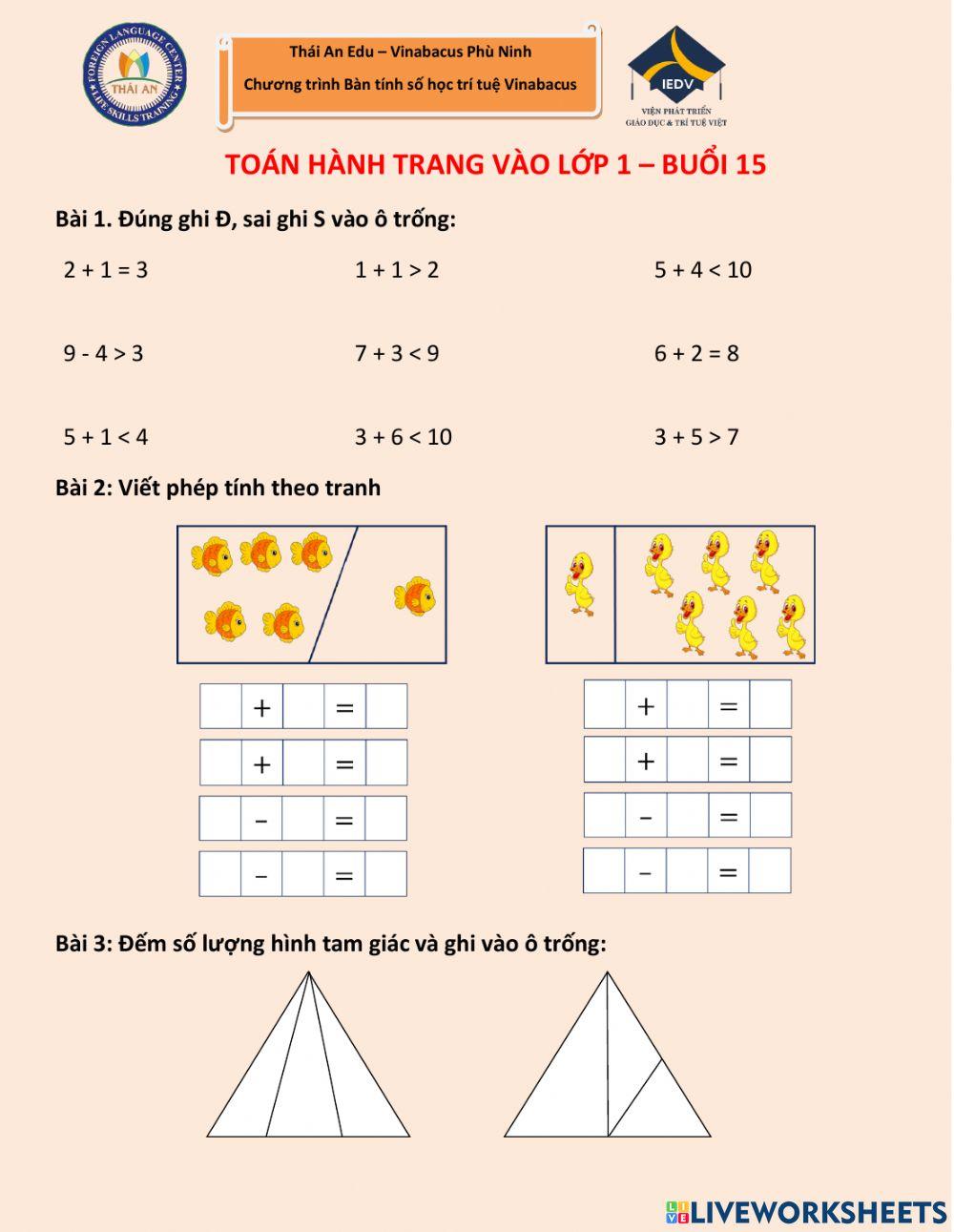 Buổi 15 - Hành trang vào lớp 1