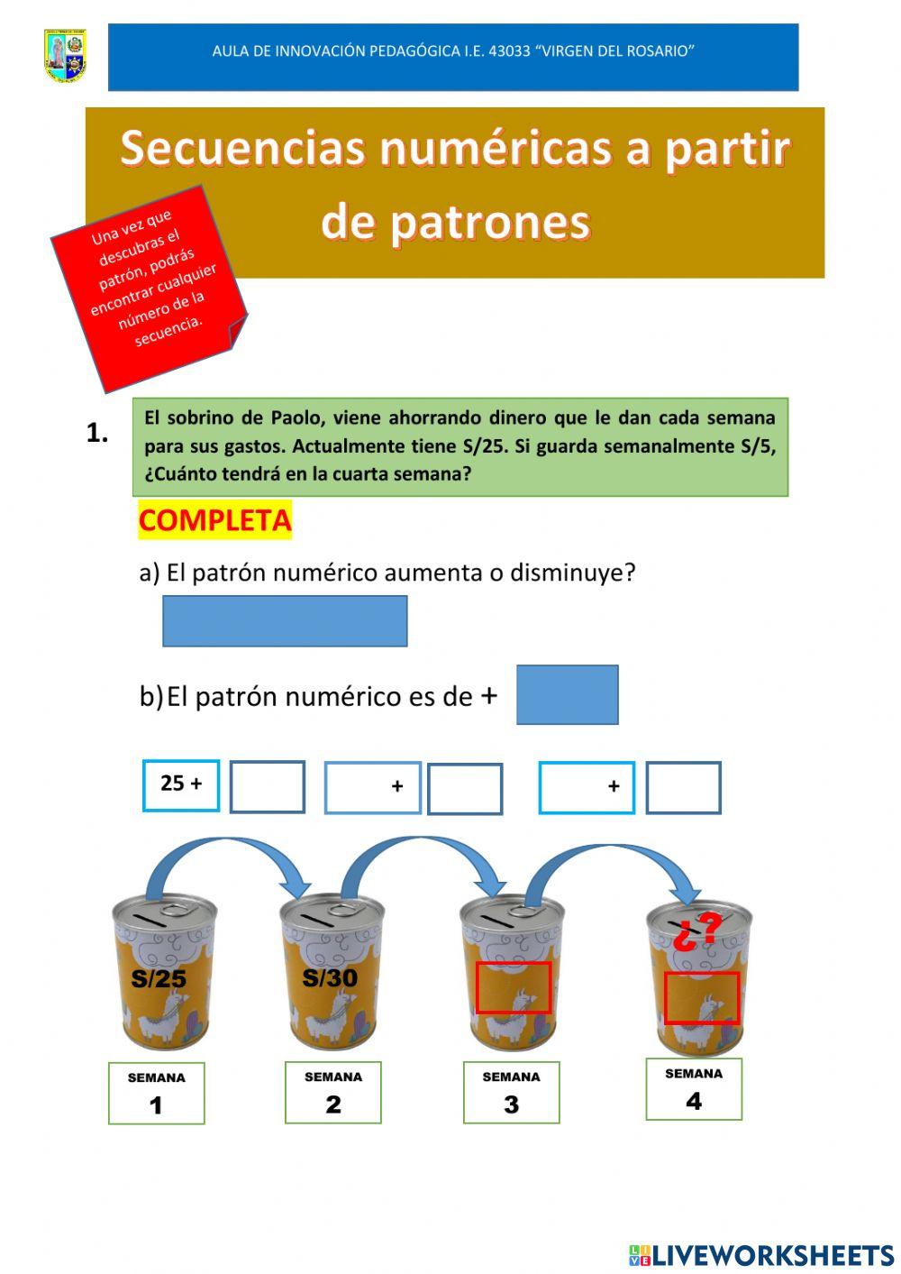 Secuencias numéricas a partir de patrones