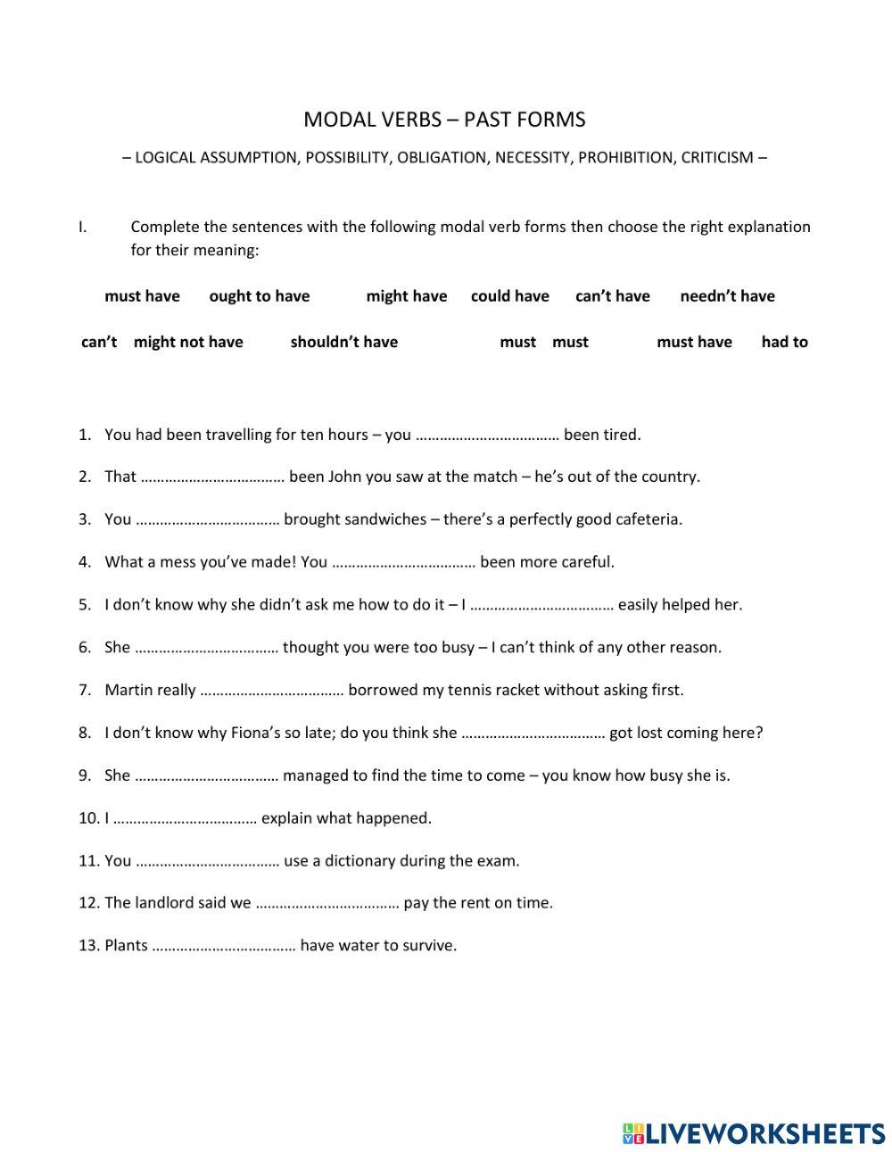 Modal Verbs - meanings