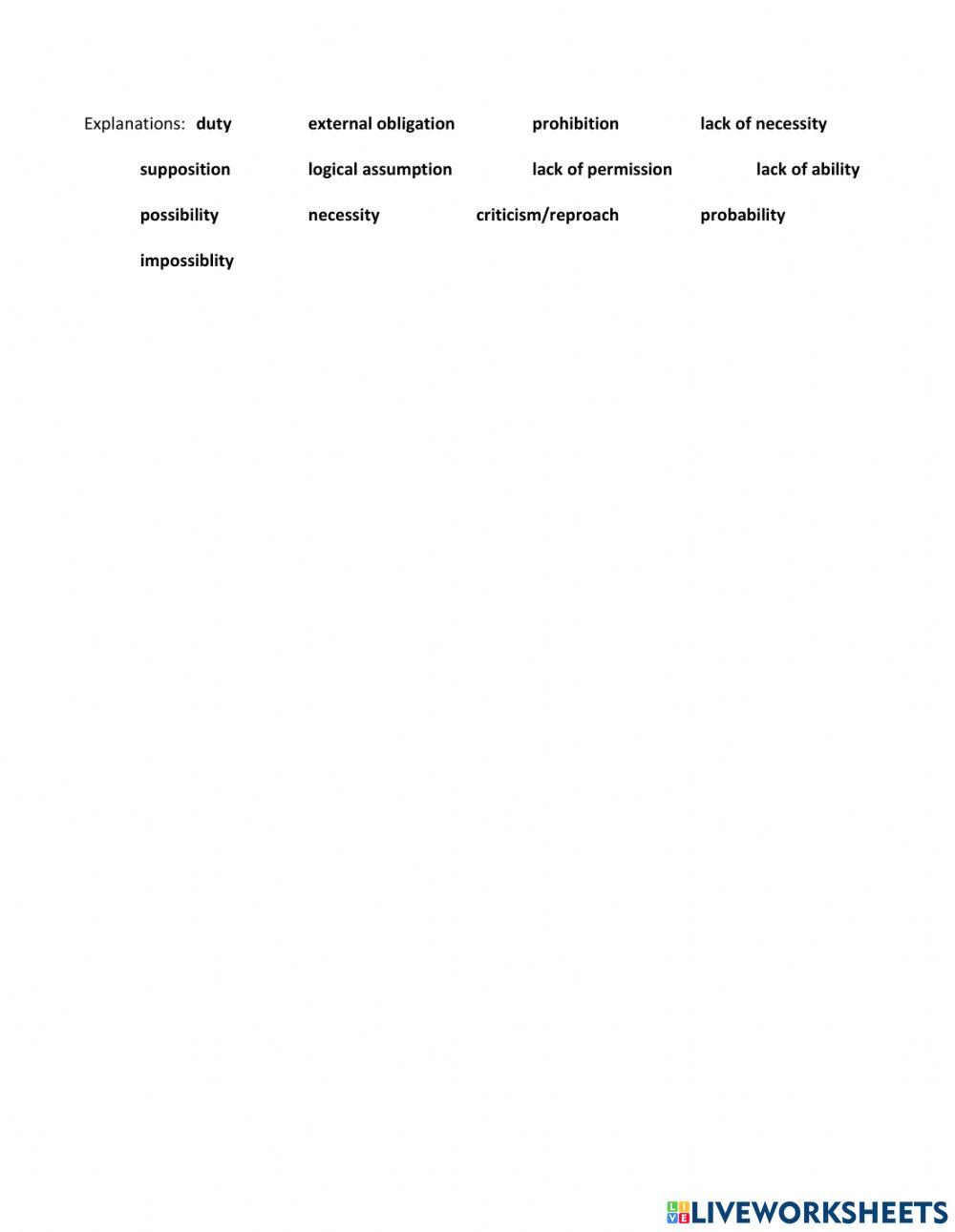 Modal Verbs - meanings