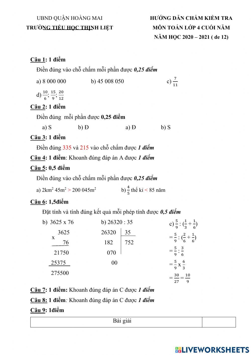 H. toán ôn tập cuôi năm