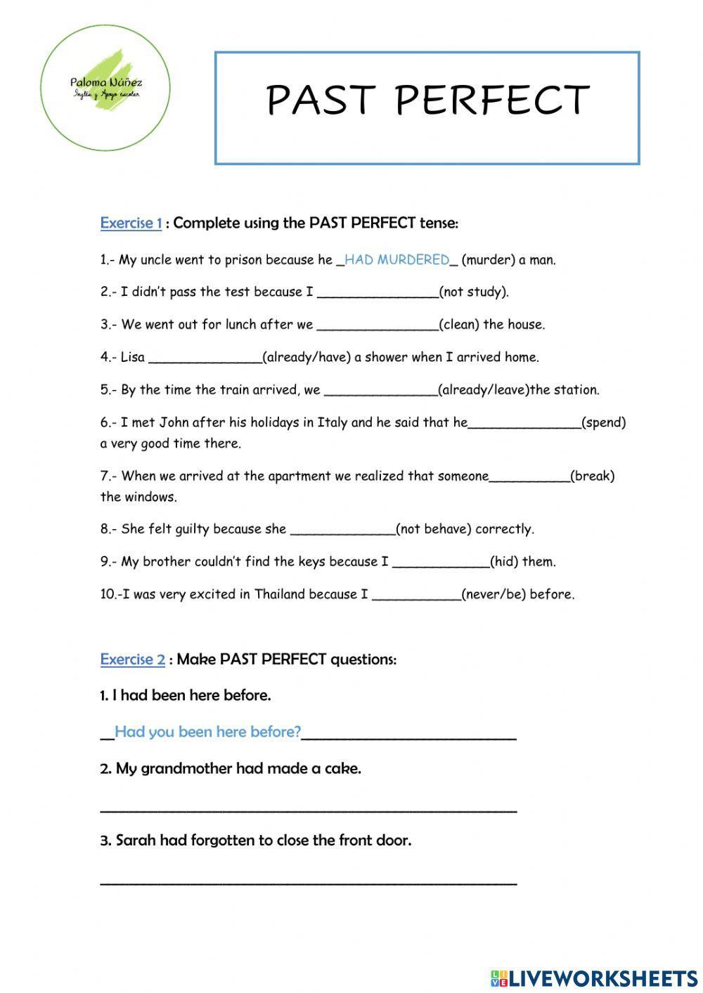 LESSON 42 - PAST PERFECT