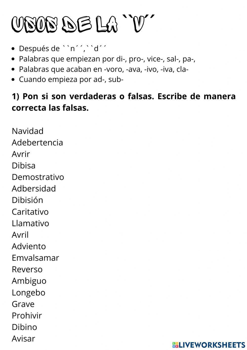 El uso de la V y la B