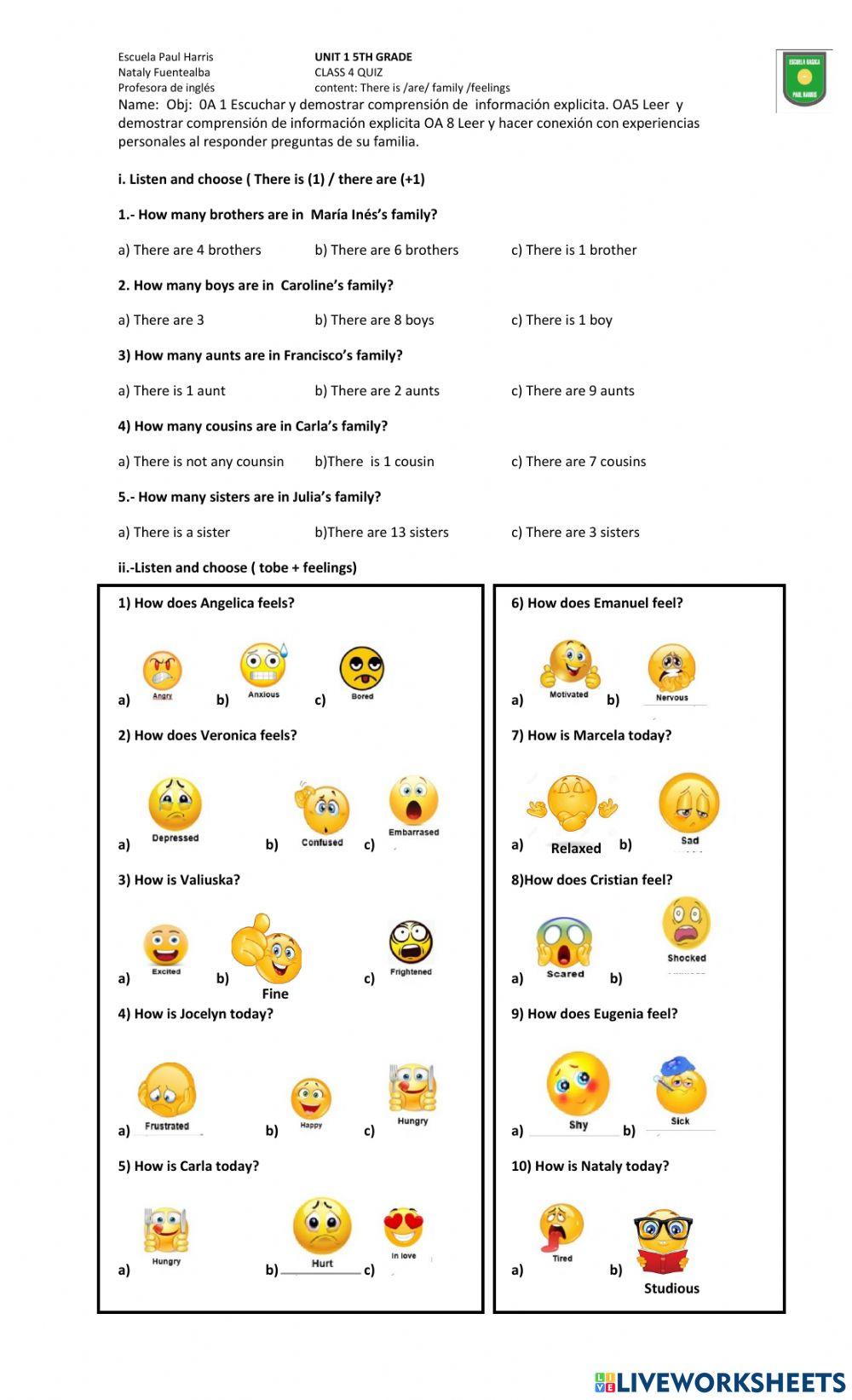 Class 4 unit 1 5th grade