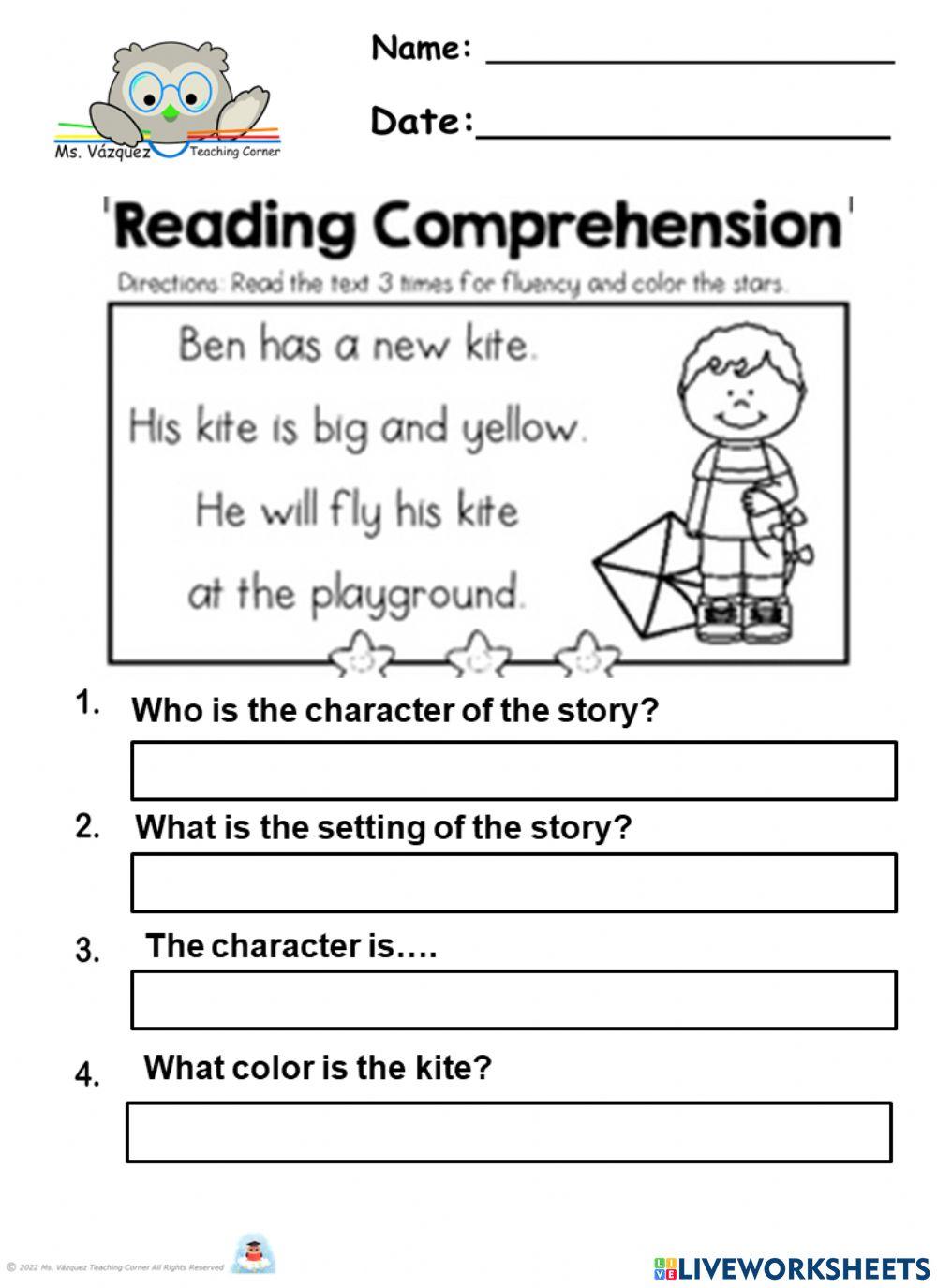 Reading Comprehension 4 online exercise for Live Worksheets