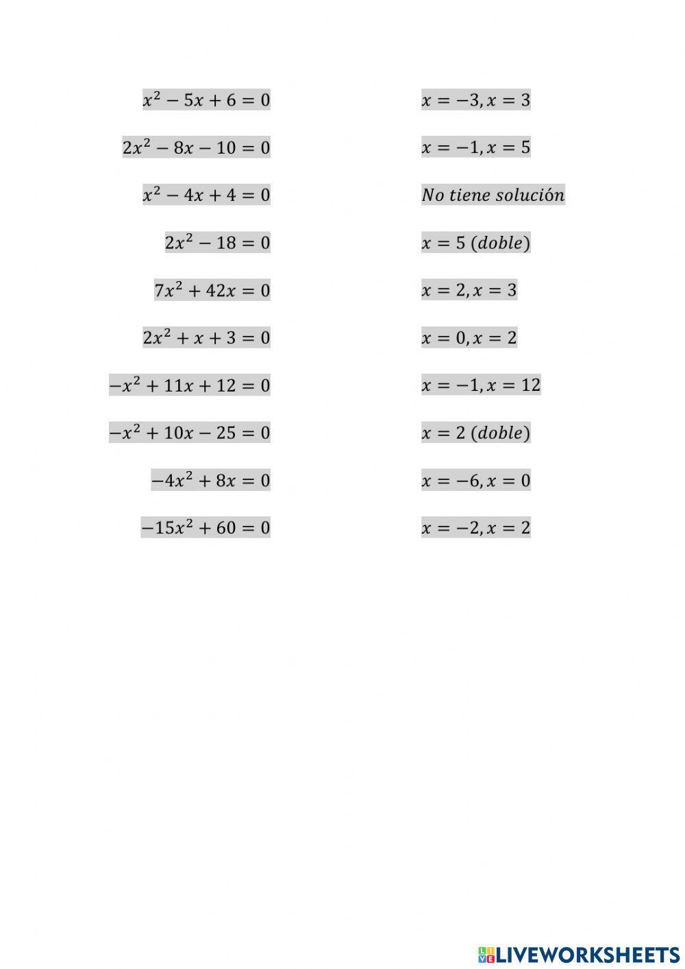 Ecuaciones de segundo grado