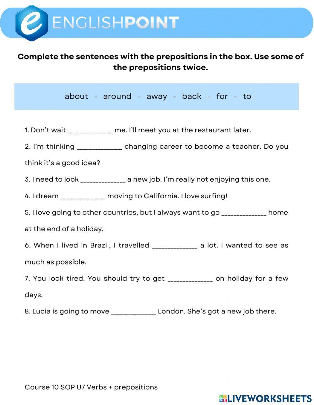 Verbs + preposition