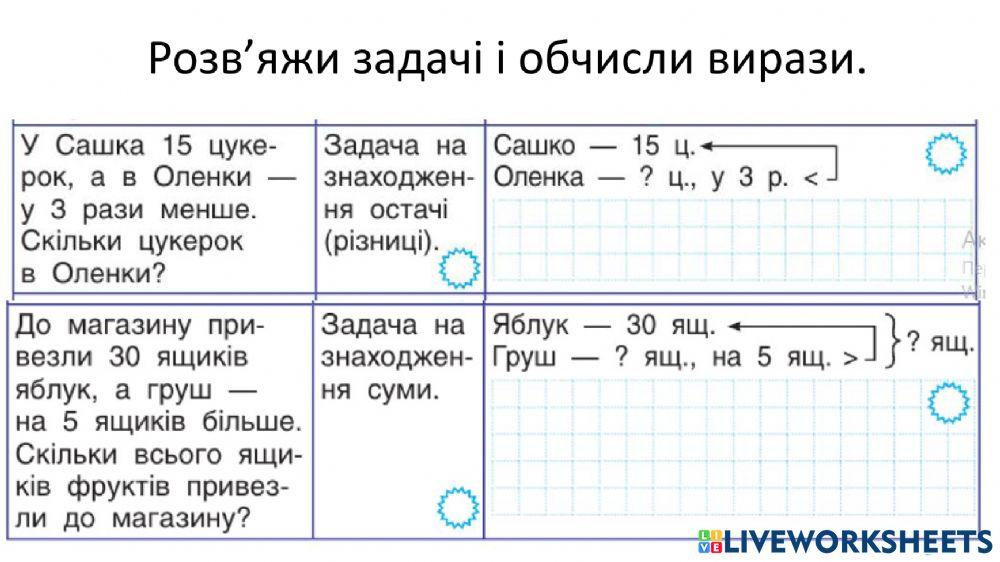 Робочий аркуш 2 клас