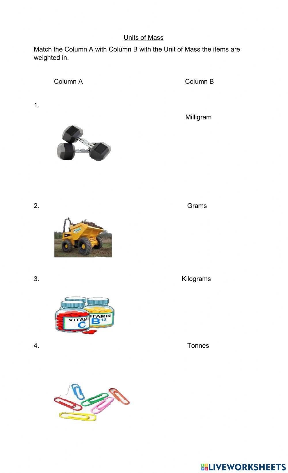 Units of Mass matching