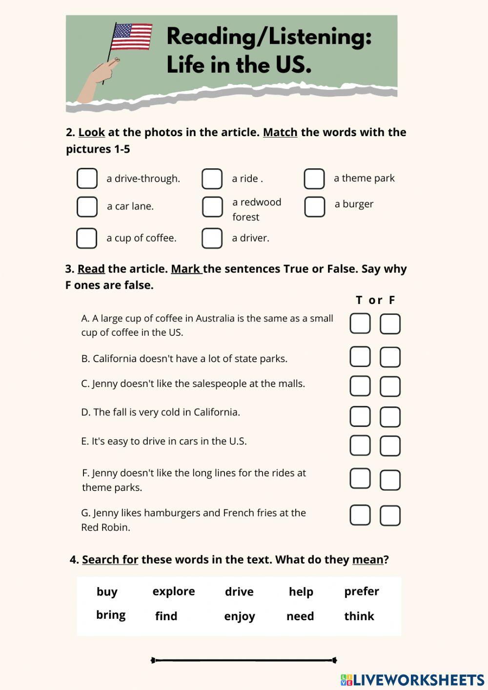 Reading- I love the US.