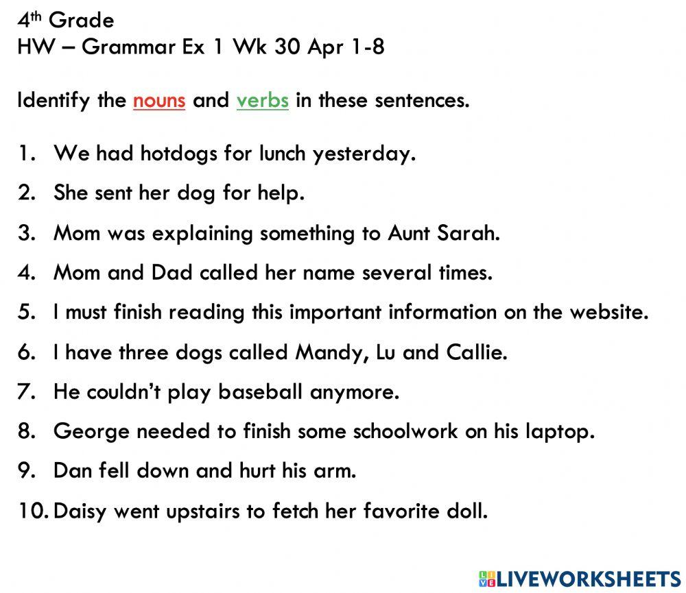 Parts of speech: nouns and verbs