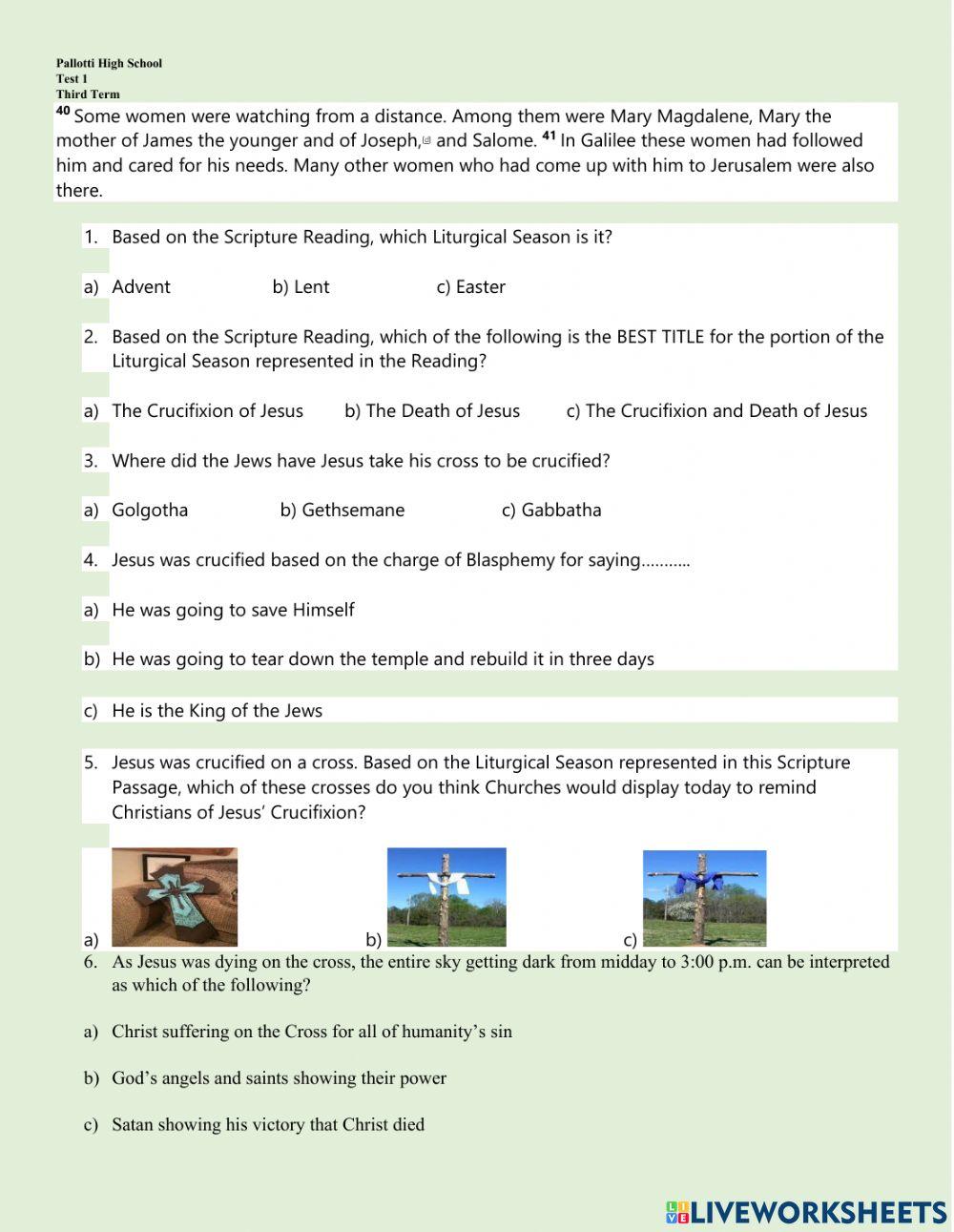 Lenten and Easter Liturgical Seasons