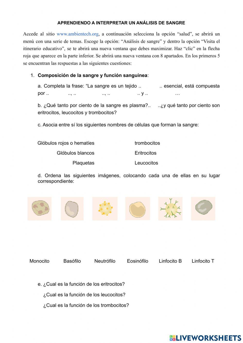 Interpretación de un análisis de sangre
