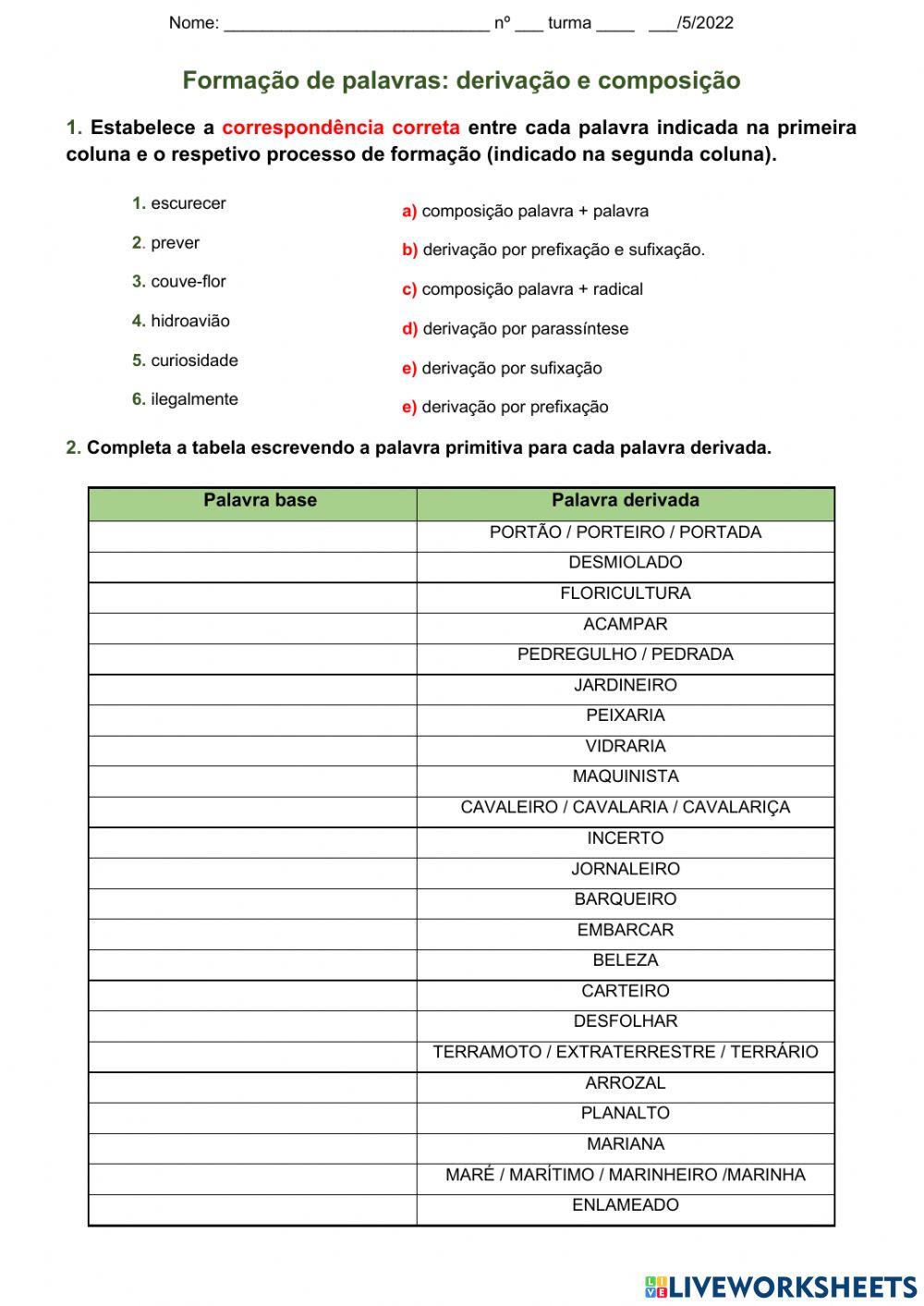 Formação de Palavras