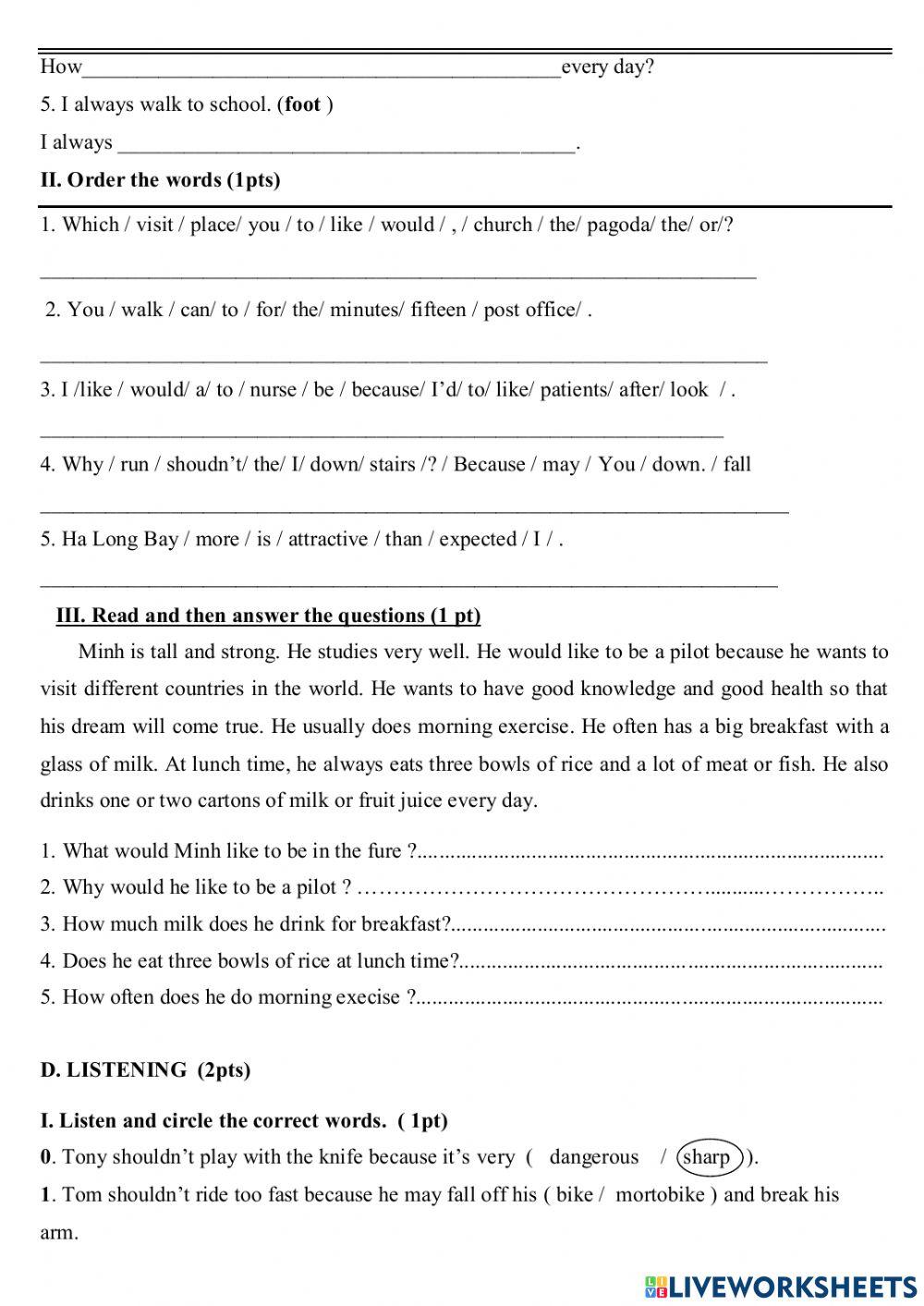 Placement test - khoi 5- level 2
