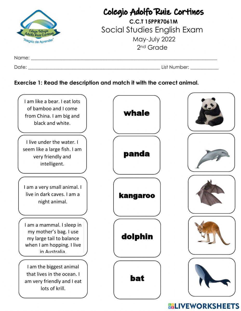 Social Studies English Exam 3rd Period