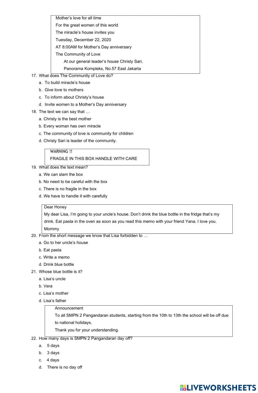 Soal PAT Bahasa Inggris Kelas 8