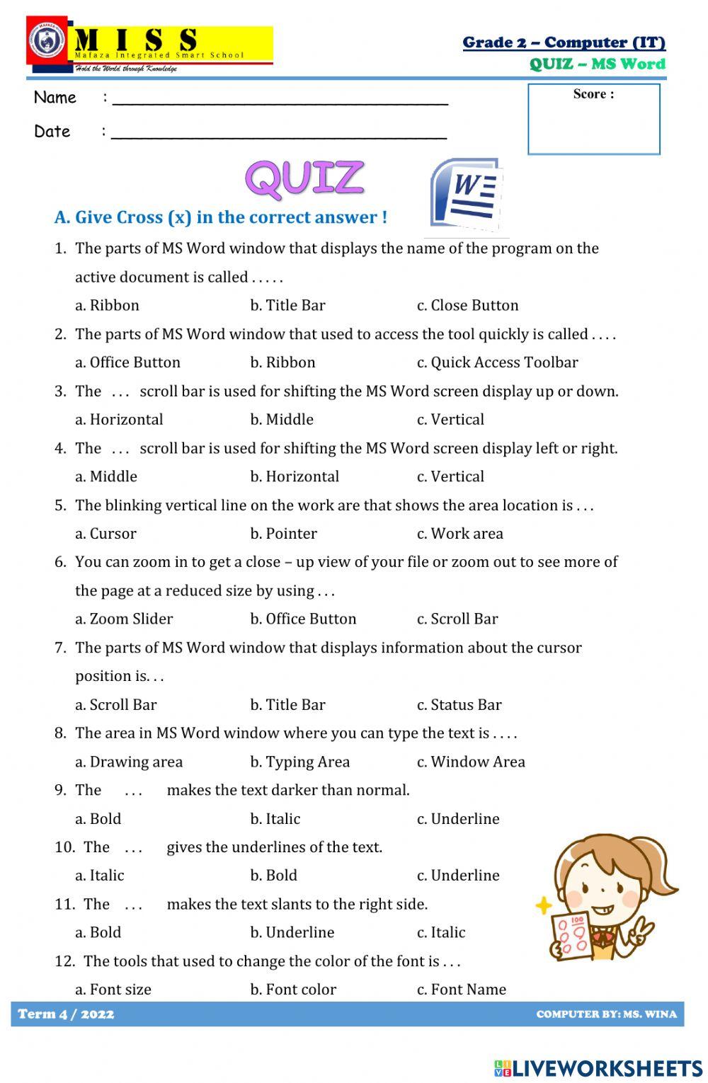 Quiz Microsoft Word